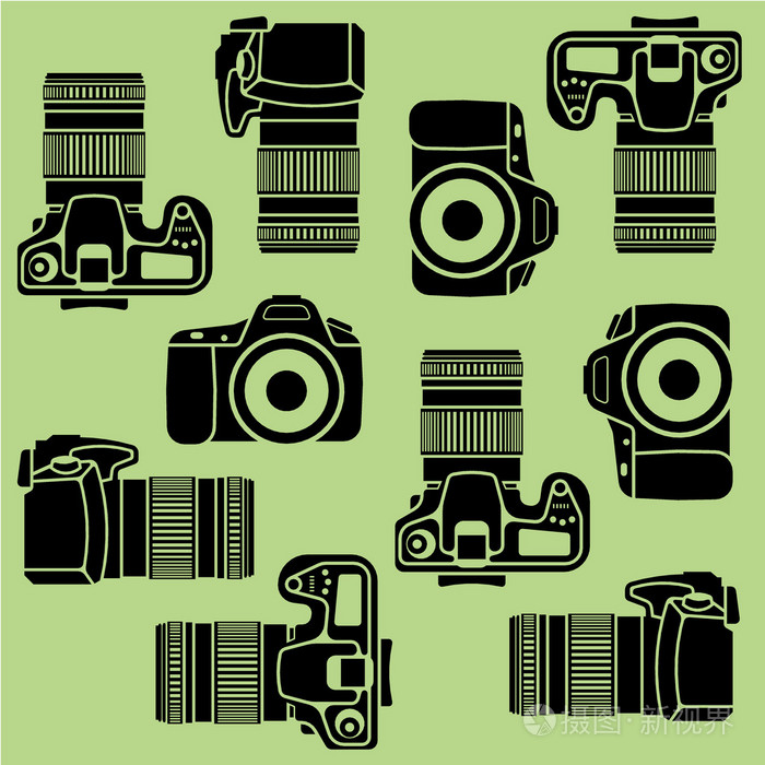 绿背上照片相机剪影矢量图