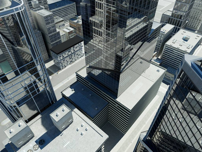 一种现代城市从 top,3d 渲染