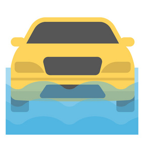 汽车在水描绘洗车符号