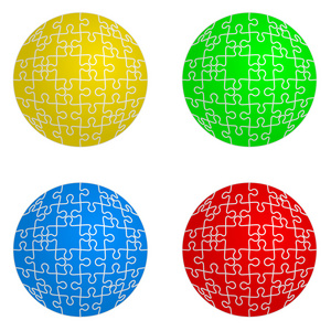 拼图游戏设置窗体的领域四种颜色。矢量说明