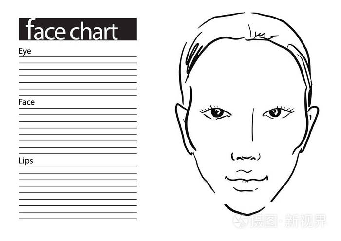 脸上图表化妆艺术家空白.模板.矢量图