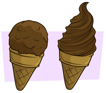 卡通冰淇淋在华夫饼锥矢量图标集