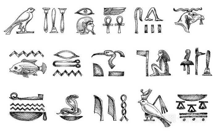 古埃及的象形文字涂鸦集插画-正版商用图片0a5q7s-摄图新视界