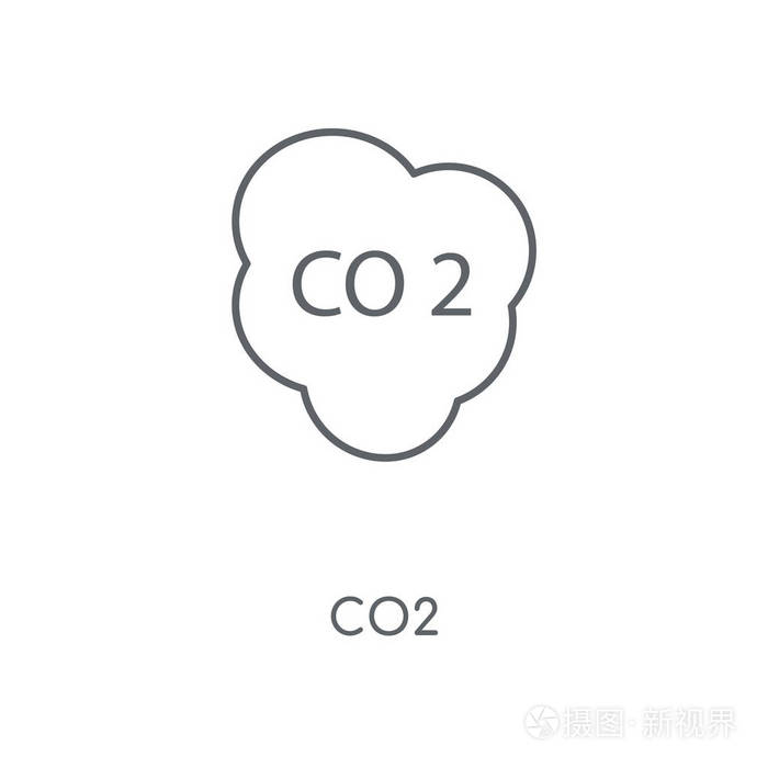 二氧化碳线性图标.co2 概念笔画符号设计.