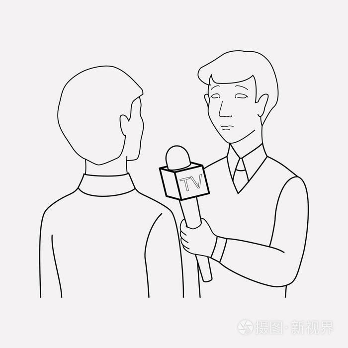 插画 记者图标行元素.