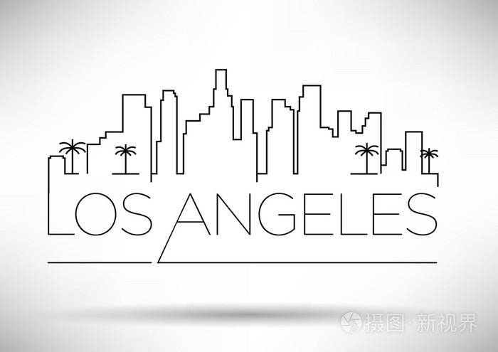 洛杉矶城市行剪影插画-正版商用图片0a5y52-摄图新视界
