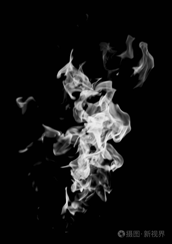黑色背景上的白色火焰烟雾照片-正版商用图片0a60xv-摄图新视界