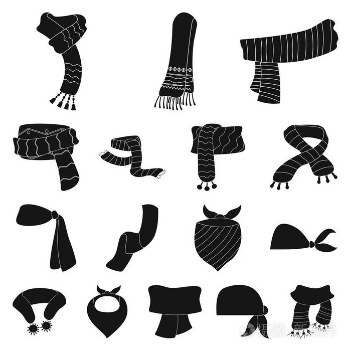 围巾和披肩标志的矢量设计.套围巾和附件股票矢量插图