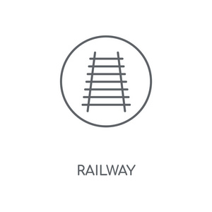 铁路线性图标。铁路概念冲程符号设计。薄的图形元素向量例证, 在白色背景上的轮廓样式, eps 10