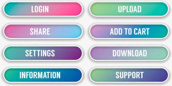 向量集的现代梯度应用程序或游戏按钮。时尚渐变颜色与阴影
