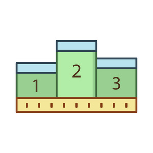 冠军领奖台平面图标查出在白色背景, 向量, 例证