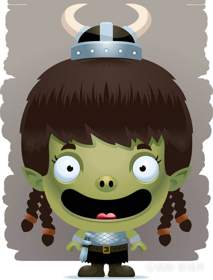 一个女孩妖精微笑的卡通插图