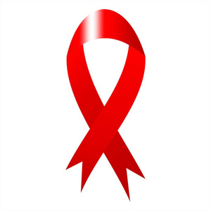 艾滋病意识红心丝带。艾滋病符号。矢量图形插图