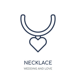 项链图标。项链线性符号设计从婚礼和爱情收藏。简单的大纲元素向量例证在白色背景
