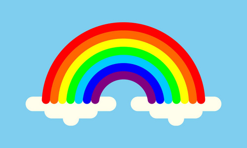 彩色彩虹与白云和蓝天.五颜六色的背景.向量例证照片