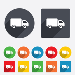 送货卡车标志图标。货物范符号