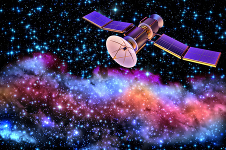 卫星模型人工卫星的地球的三维模型照片
