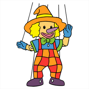 上白孤立的木偶卡通插图照片