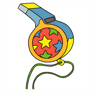 吹口哨吹口哨卡通插图上白色孤立照片