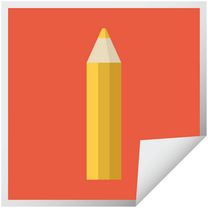 橙色着色铅笔图形向量例证正方形贴纸