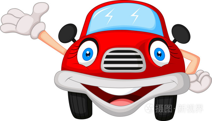 可爱的红色车卡通