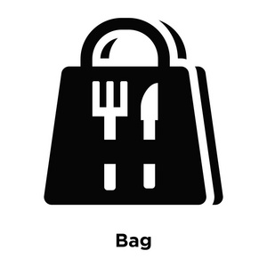 袋图标矢量隔离在白色背景, 标志概念的袋子标志在透明背景, 充满黑色符号