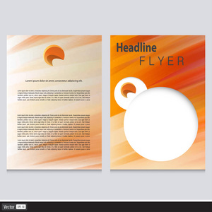 创意橙色水彩传单与图标。艺术矢量宣传册