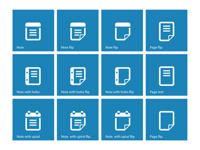 记事本和粘滞便笺图标集