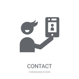 联系人图标。时尚接触标志概念在白色背景从通信集合。适用于 web 应用移动应用和打印媒体