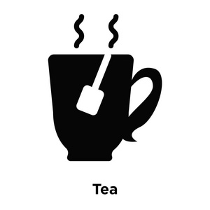 茶叶图标矢量被隔离在白色背景上, 标志概念的茶叶标志在透明的背景下, 充满黑色符号