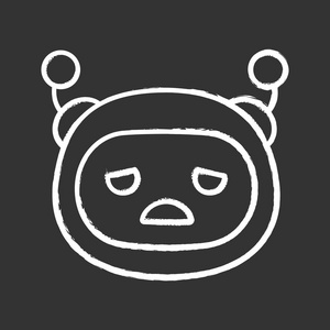 粉笔对话框悲伤的机器人 emoji 表情粉笔图标照片