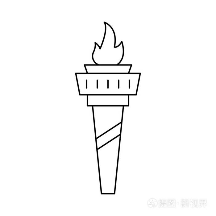 火炬与奥林匹克火平面图标查出在白色背景, 向量, 例证插画