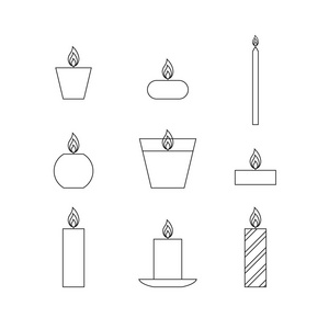 扁薄线图标圣诞蜡烛