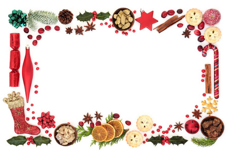 圣诞节的背景与装饰, 食品, 冬季植物区系, 季节性象征和黄金, 乳香和没药。节日期间的礼品标签或卡片
