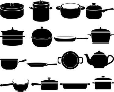 烹饪洁具厨房洁具图标的剪影照片