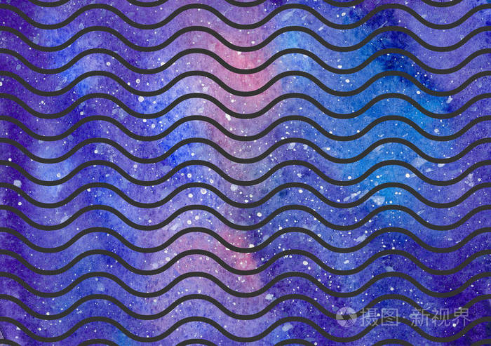 波浪图案的空间纹理, 抽象背景.几何简单插图