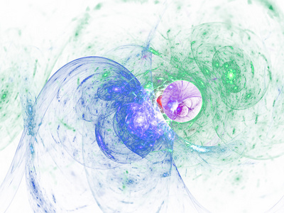 绿色和蓝色的分形漩涡，数码艺术作品的创意图形设计