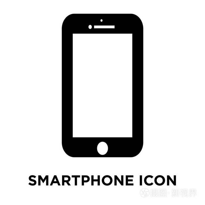 智能手机标志概念在透明背景下, 填充黑色符号