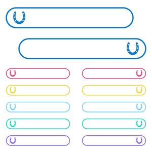 马蹄形图标在圆形颜色菜单按钮。左侧和右侧图标变体