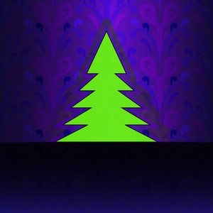 圣诞节树剪影紫花卉动机矢量卡上