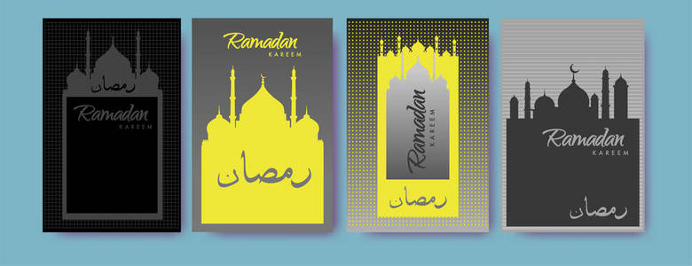 以彩色抽象背景设计为斋月的伊斯兰设计贺卡模板