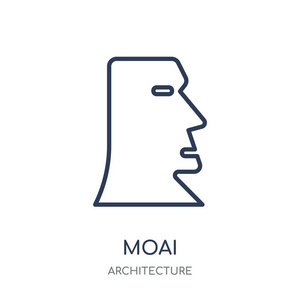 莫艾图标。莫艾线性符号设计从建筑收藏。简单的大纲元素向量例证在白色背景