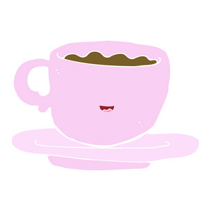 纯色风格动画片热杯咖啡