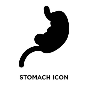 胃图标向量被隔离在白色背景, 标志概念的胃标志在透明背景, 充满黑色符号