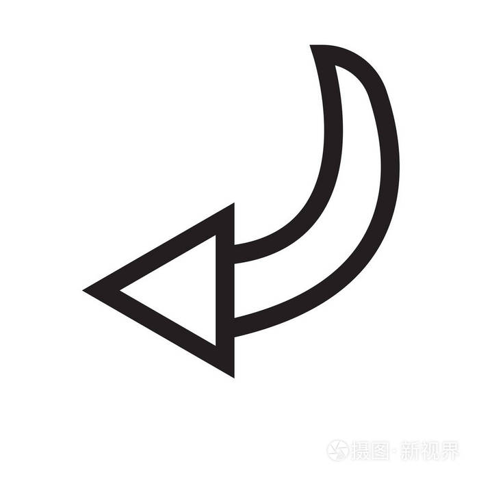 白色backgro上的左箭头图标矢量符号和符号隔离