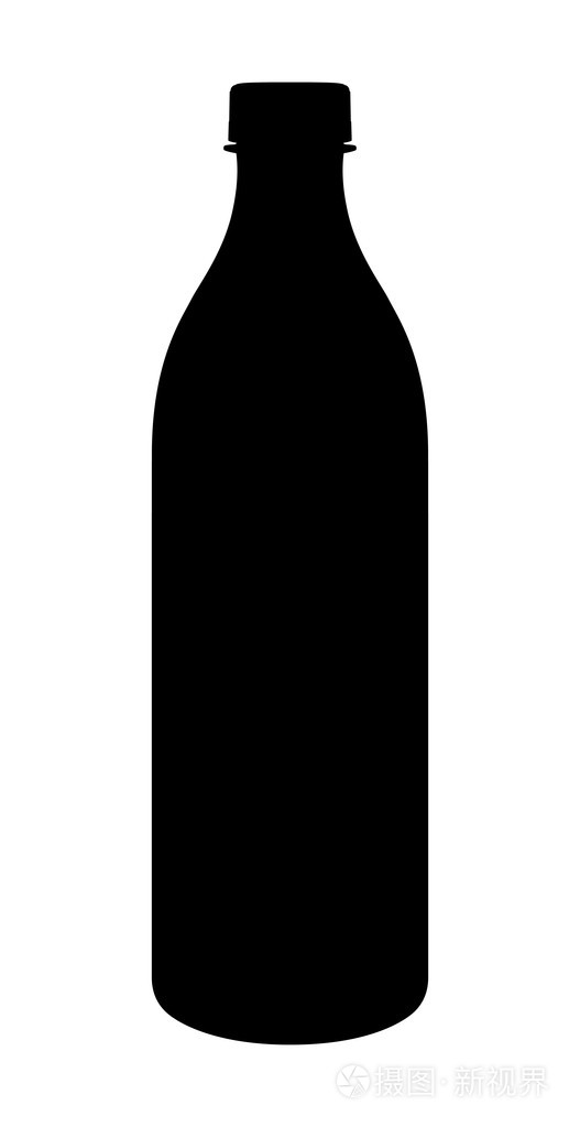剪影瓶牛奶或其他饮料在白色的背景上