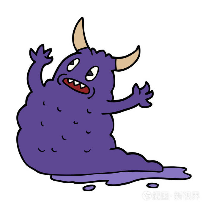 动画片涂鸦怪物在白色背景