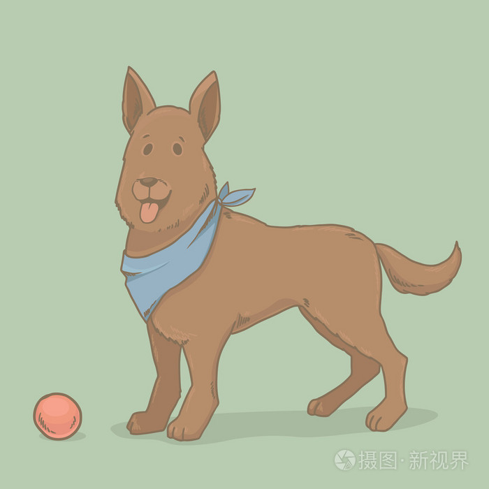 矢量与球的狗德国牧羊犬