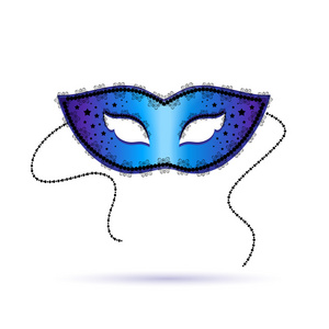 矢量图面具蓝色的华丽狂欢节面具,矢量图照片