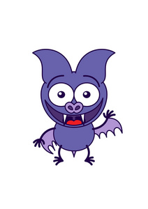 紫色蝙蝠挥舞着，热情地问候